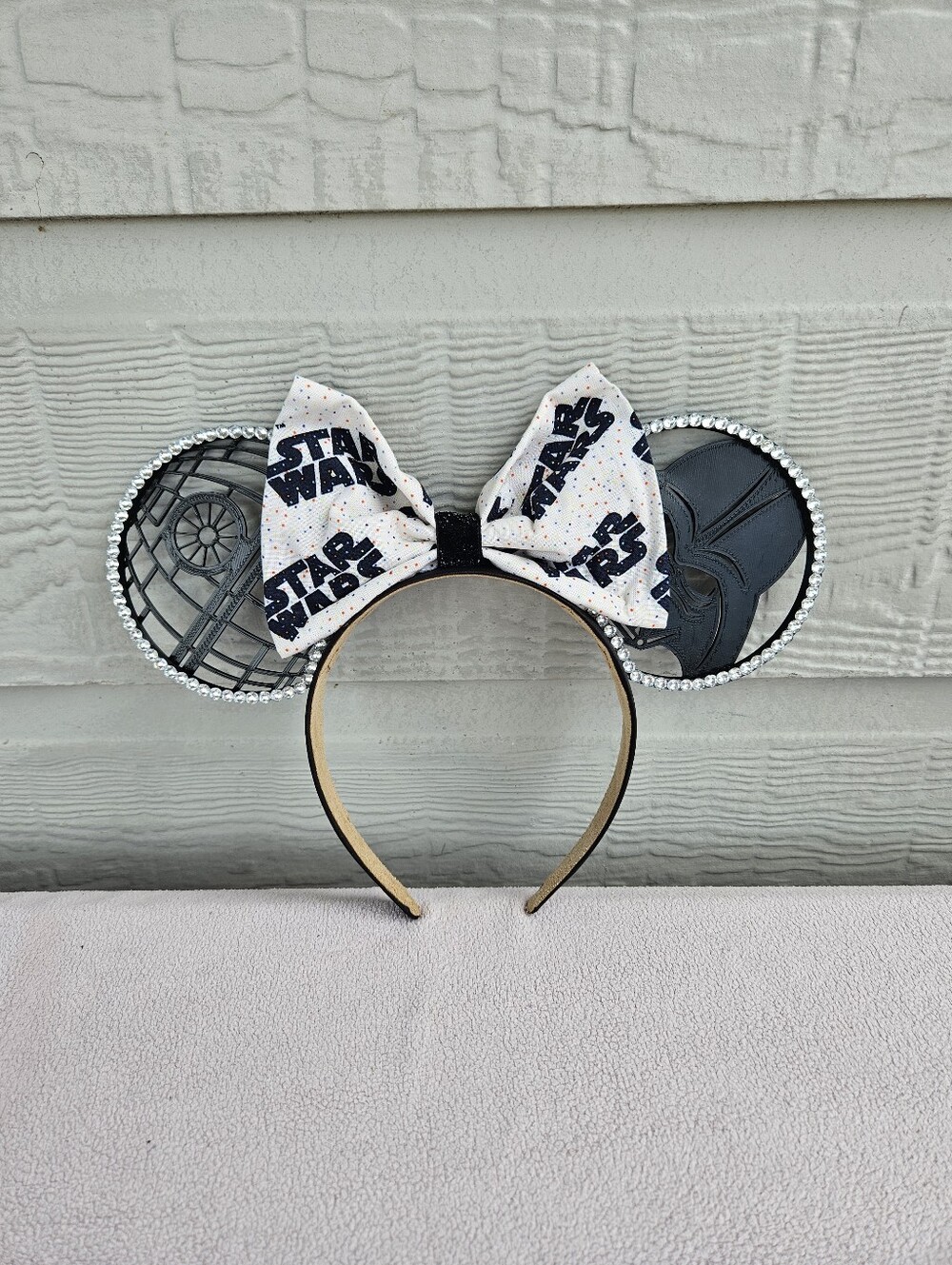 Star Wars Darth Vader Mouse Ears Headband Black Sparkle Bow Plastic OS